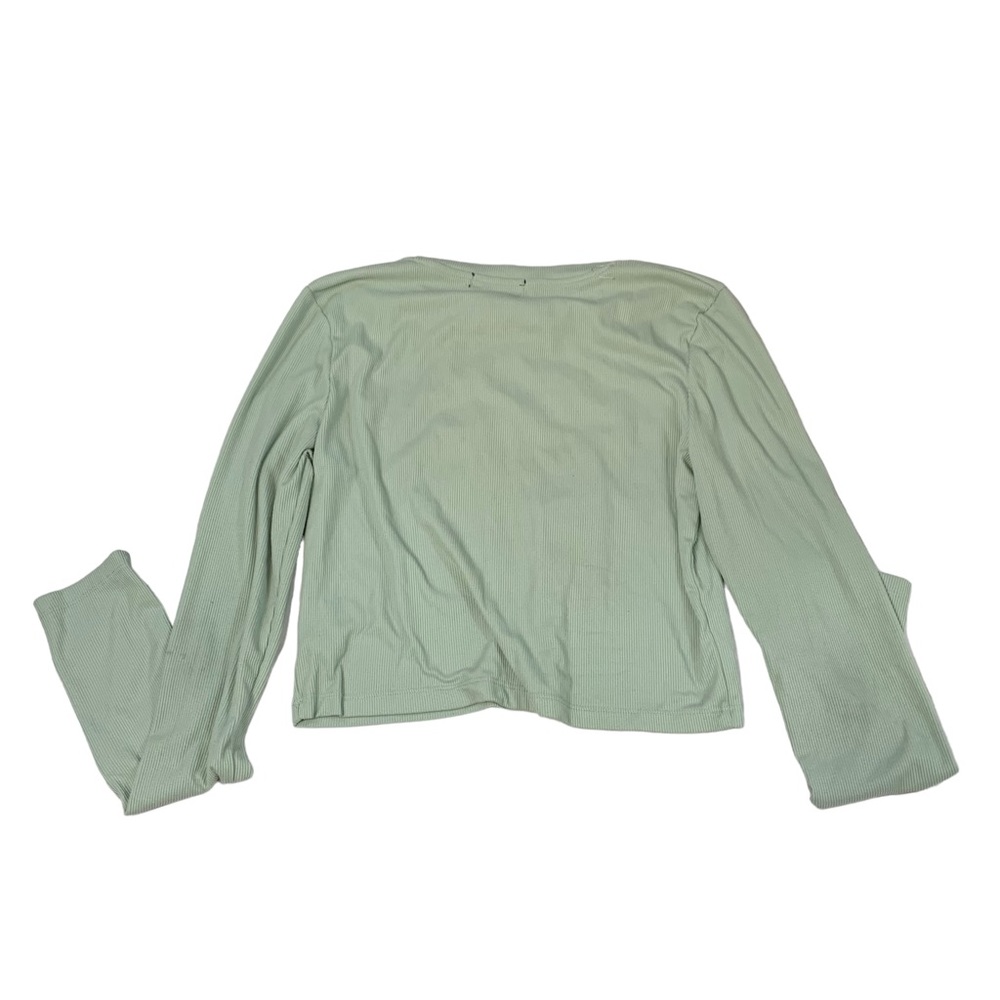 Green Sage Butterfly Ribbed Top - Picture 2 of 9